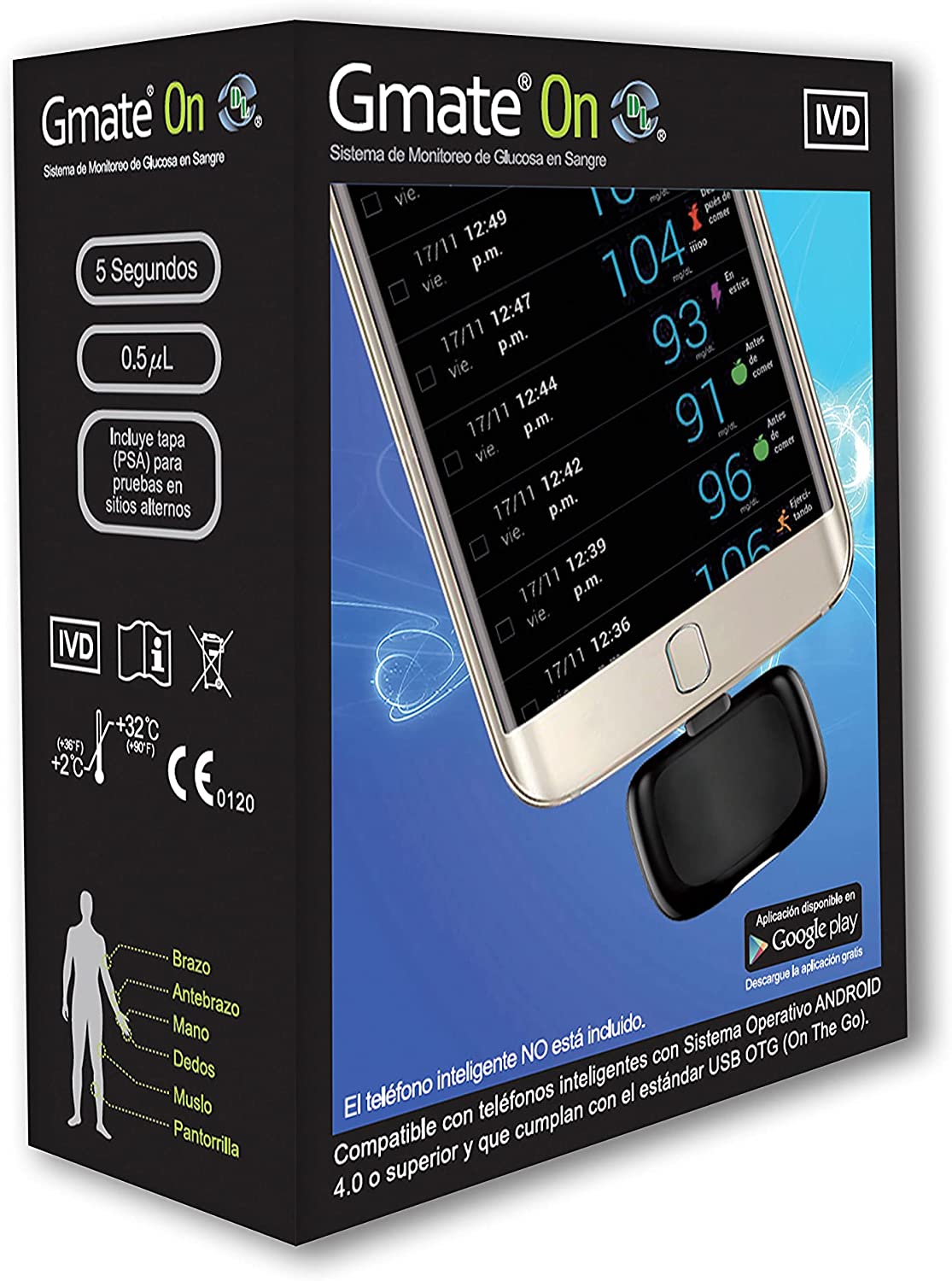Glucometro GMATE ON - Medidor de glucosa para Android